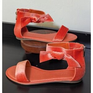 Bamboo Open Toe Gladiator-Style Orange‎ Faux Crushed Velvet Sandals Size 7 NWOB
